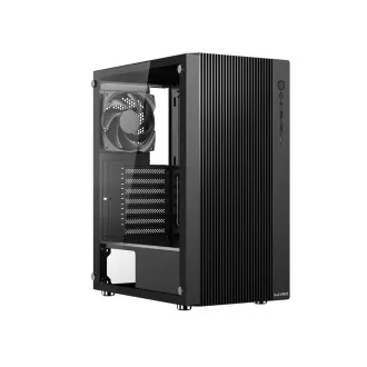 1stCOOL tok GAMER 4, Mid tower, AU, USB 3.0, USB-C, 2x120mm, átlátszó oldallap, tápegység nélkül, fekete, fekete