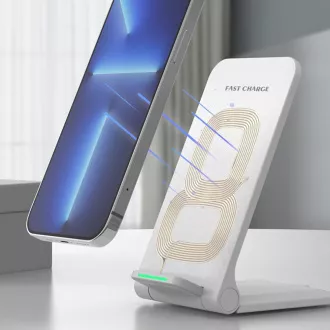 1stCOOL QI vezeték nélküli töltő H18, összecsukható állvány, USB-C, fehér