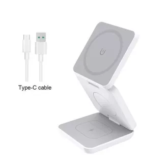 1stCOOL vezeték nélküli, összecsukható QI töltő 3in1, MagSafe, USB-C, Fehér