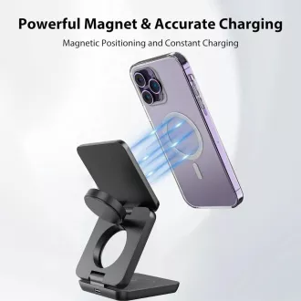 1stCOOL vezeték nélküli, összecsukható QI töltő 3in1, MagSafe, USB-C, Fehér