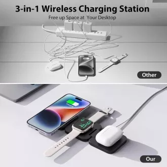 1stCOOL vezeték nélküli, összecsukható QI töltő 3in1, MagSafe, USB-C, Fehér