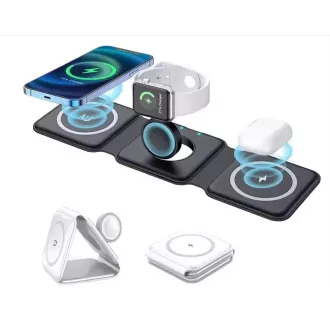 1stCOOL 3 az 1-ben vezeték nélküli hordozható QI töltő, MagSafe, USB-C, Fekete