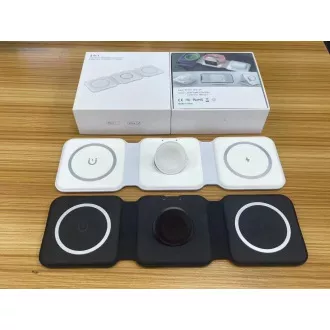 1stCOOL 3 az 1-ben vezeték nélküli hordozható QI töltő, MagSafe, USB-C, Fekete