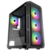 VeinX tok HERMES MESH Mid Tower, ATX, 1xUSB 3.0, 2xUSB 2.0, 4x ARGB ventilátor, ARGB vezérlő, fekete