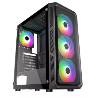 VeinX tok HERMES MESH Mid Tower, ATX, 1xUSB 3.0, 2xUSB 2.0, 4x ARGB ventilátor, ARGB vezérlő, fekete