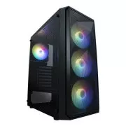 VeinX tok ME19A Mid Tower, tápegység nélkül, 1x USB3.0, 1x USB2.0, 4x 120mm ARGB ventilátor, 1x ARGB vezérlő, fekete színű