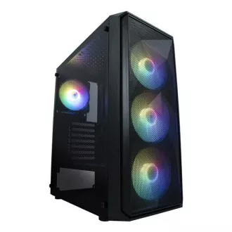 VeinX tok ME19A Mid Tower, tápegység nélkül, 1x USB3.0, 1x USB2.0, 4x 120mm ARGB ventilátor, 1x ARGB vezérlő, fekete színű