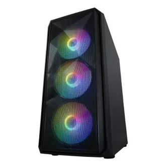 VeinX tok ME19A Mid Tower, tápegység nélkül, 1x USB3.0, 1x USB2.0, 4x 120mm ARGB ventilátor, 1x ARGB vezérlő, fekete színű