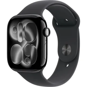 Apple Watch Series 11 GPS 42 mm-es 42 mm-es Jet Black alumínium tok fekete sportpánttal - S/M Apple Watch Series 11 GPS 42 mm-es 42 mm-es Jet Black alumínium tok fekete sportpánttal - S/M