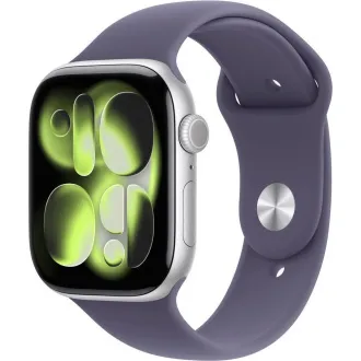 Apple Watch Series 11 GPS 42mm ezüst alumínium tok lila ködös sportpánttal - S/M Apple Watch Series 11 GPS 42mm ezüst alumínium tok lila ködös sportpánttal - S/M