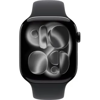 Apple Watch Series 11 GPS 46mm-es, fekete sportos szíjjal ellátott, fekete alumínium tok - S/M Apple Watch Series 11 GPS 46mm-es, fekete sportos szíjjal ellátott, fekete alumínium tok - S/M