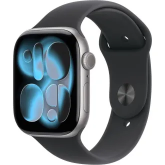 Apple Watch Series 11 GPS 46mm-es, űrszürke alumínium tok fekete sportpánttal - M/L Apple Watch Series 11 GPS 46mm-es, űrszürke alumínium tok fekete sportpánttal - M/L