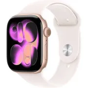 Apple Watch Series 11 GPS 46 mm-es, rózsaarany alumínium tok világospiros sportpánttal - S/M