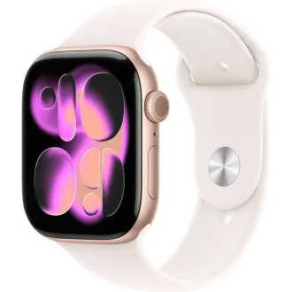 Apple Watch Series 11 GPS 46 mm-es, rózsaarany alumínium tok világospiros sportpánttal - S/M Apple Watch Series 11 GPS 46 mm-es, rózsaarany alumínium tok világospiros sportpánttal - S/M