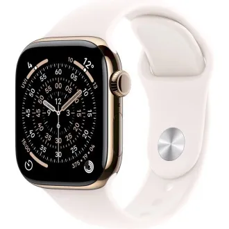 Apple Watch Series 11 GPS Cellular 42 mm-es arany titán tok világospiros sportpánttal - S/M Apple Watch Series 11 GPS Cellular 42 mm-es arany titán tok világospiros sportpánttal - S/M
