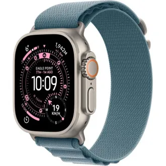 Apple Watch Ultra 3 GPS Cellular 49 mm-es natúr titán tok világoskék alpesi hurokkal - nagyméretű Apple Watch Ultra 3 GPS Cellular 49 mm-es natúr titán tok világoskék alpesi hurokkal - nagyméretű