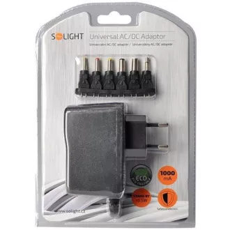 Solight univerzális hálózati adapter 1000mA, stabilizált, cserélhető csatlakozókkal Solight univerzális hálózati adapter 1000mA, stabilizált, cserélhető csatlakozókkal