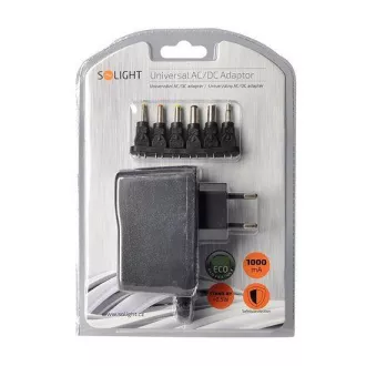 Solight univerzális hálózati adapter 1000mA, stabilizált, cserélhető csatlakozókkal Solight univerzális hálózati adapter 1000mA, stabilizált, cserélhető csatlakozókkal