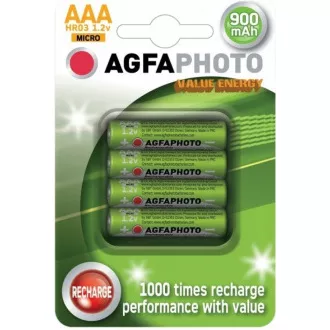 AgfaPhoto újratölthető NiMH akkumulátorok AAA, 900mAh, buborékcsomagolás 4db