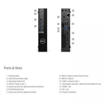 DELL PC OptiPlex Micro 7010 MFF/TPM/i3-13100T/8GB/256GB SSD/65W/WLAN/Kb/Mouse/W11 Pro/3Y PS NBD