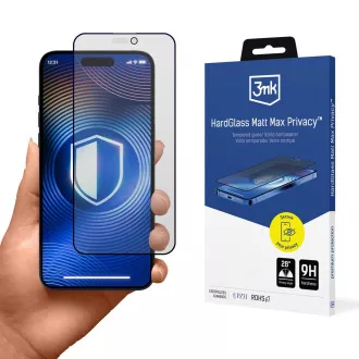 3mk edzett üveg HardGlass Matt Max Privacy az Apple iPhone 15 Pro Max készülékre