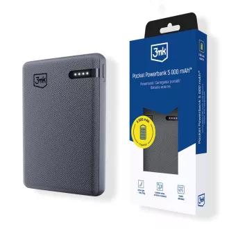 3mk Pocket Powerbank 5, 000mAh 12W USB 1C szürke univerzális USB 1C szürke