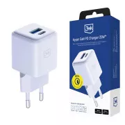 3mk Hyper GaN töltő 20W, fehér