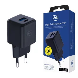 3mk hálózati töltő Hyper GaN töltő 20W, fekete