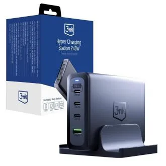 3mk töltőállomás - Hyper Charging Station, 240 W, GaN, 3x USB-C 1x USB-A 3mk töltőállomás - Hyper Charging Station, 240 W, GaN, 3x USB-C 1x USB-A