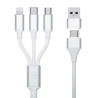 3mk töltőkábel - Hyper Cable 3in1 A/C-C/Micro/Lightning 1.5m, fehér