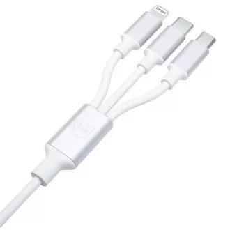 3mk töltőkábel - Hyper Cable 3in1 A/C-C/Micro/Lightning 1.5m, fehér