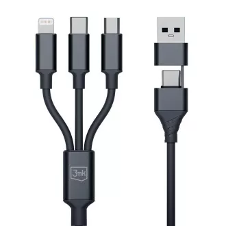 3mk töltőkábel - Hyper Cable 3in1 A/C C/Micro/Lightning 1.5m, fekete
