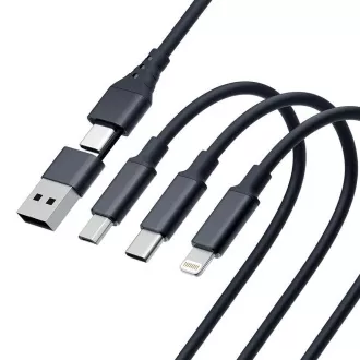 3mk töltőkábel - Hyper Cable 3in1 A/C C/Micro/Lightning 1.5m, fekete