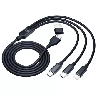3mk töltőkábel - Hyper Cable 3in1 A/C C/Micro/Lightning 1.5m, fekete