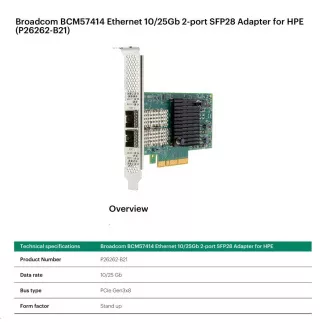 Broadcom BCM57414 Ethernet 10/25Gb 2 portos SFP28 adapter