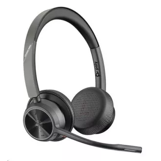 Poly Voyager 4320 MS Teams vezeték nélküli fejhallgató, BT700 USB-C adapter, sztereó, töltőállvány