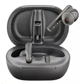Poly Voyager Free 60  bluetooth headset, BT700 USB-C adapter, érintőképernyős töltőtáska, fekete színű