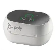 Poly Voyager Free 60  bluetooth headset, BT700 USB-C adapter, érintőképernyős töltőtáska, fehér színben