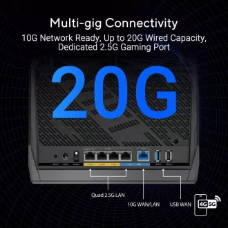 ASUS Router RT-BE86U, Gaming WiFi7 Router, AiMesh, 2xWAN, 3xLAN, 1xUSB 3.2