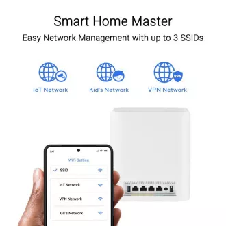 ASUS ZenWifi BT8 1-pack, WiFi7 bővíthető router, AiMesh, 1x WAN, 3x LAN, 1x 3.0 ASUS ZenWifi BT8 1-pack, WiFi7 bővíthető router, AiMesh, 1x WAN, 3x LAN, 1x 3.0
