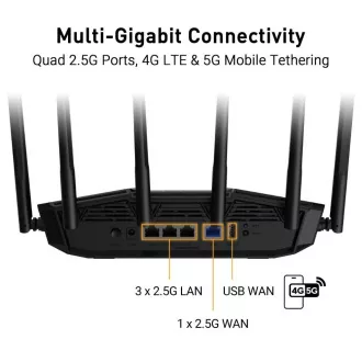 ASUS TUF-BE6500 (BE6500) WiFi 7 bővíthető játék útválasztó, 4x 2.5G, AiMesh ASUS TUF-BE6500 (BE6500) WiFi 7 bővíthető játék útválasztó, 4x 2.5G, AiMesh