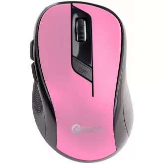 C-TECH egér WLM-02, fekete-rózsaszín, vezeték nélküli, 1600DPI, 6 gomb, USB nano vevő