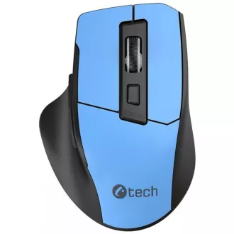 C-TECH Ergo egér WLM-05, vezeték nélküli, 1600DPI, 6 gomb, USB nano vevő, kék színű