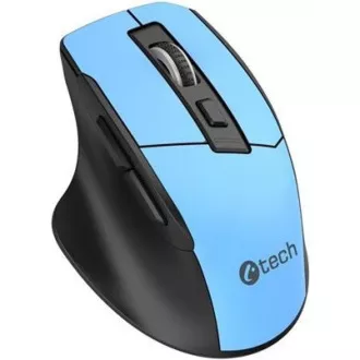 C-TECH Ergo egér WLM-05, vezeték nélküli, 1600DPI, 6 gomb, USB nano vevő, kék színű