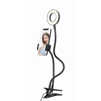 GEMBIRD szelfi sarok LED gyűrű telefontartóval, USB-vel GEMBIRD szelfi sarok LED gyűrű telefontartóval, USB-vel