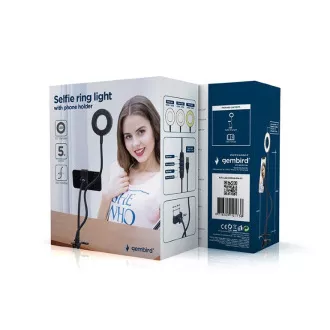 GEMBIRD szelfi sarok LED gyűrű telefontartóval, USB-vel GEMBIRD szelfi sarok LED gyűrű telefontartóval, USB-vel
