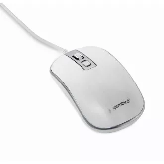 GEMBIRD egér MUS-4B-06-WS, vezetékes, optikai, USB, fehér/ezüst színű