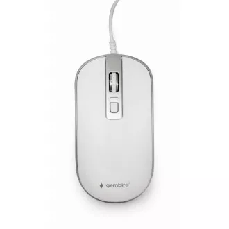 GEMBIRD egér MUS-4B-06-WS, vezetékes, optikai, USB, fehér/ezüst színű