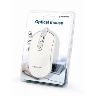 GEMBIRD egér MUS-4B-06-WS, vezetékes, optikai, USB, fehér/ezüst színű