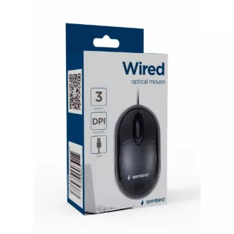 GEMBIRD Vezetékes optikai egér, USB, fekete
